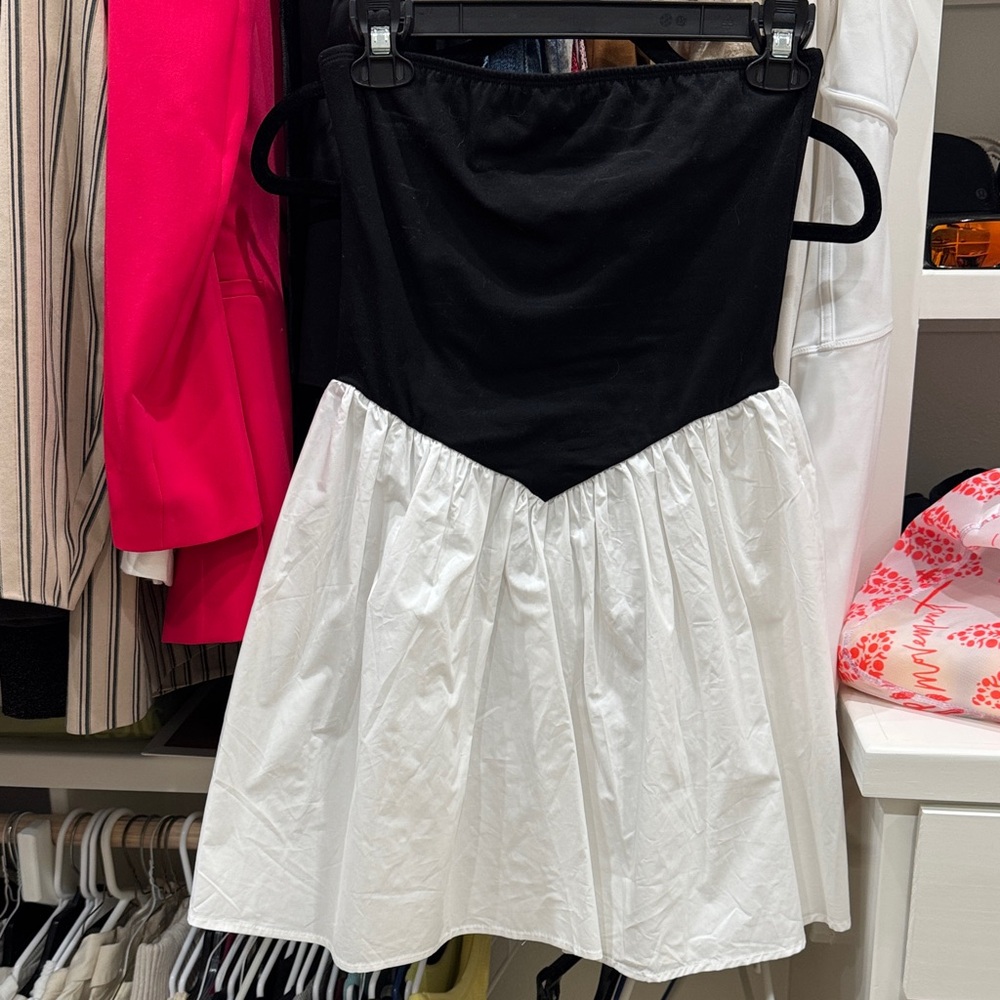 Black and White Strapless Dress